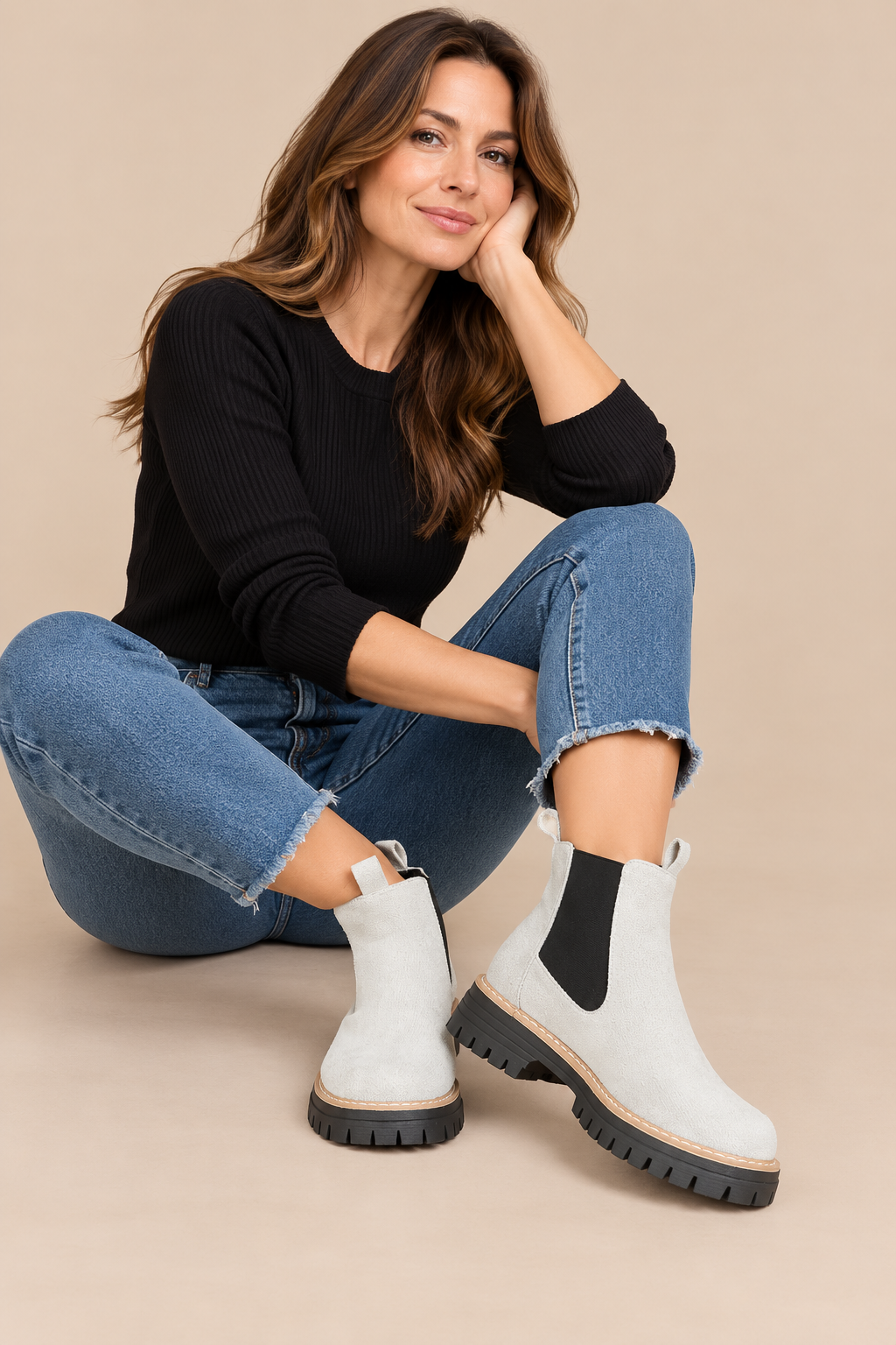Lurevia | Chelsea Boots Damen mit Profilsohle
