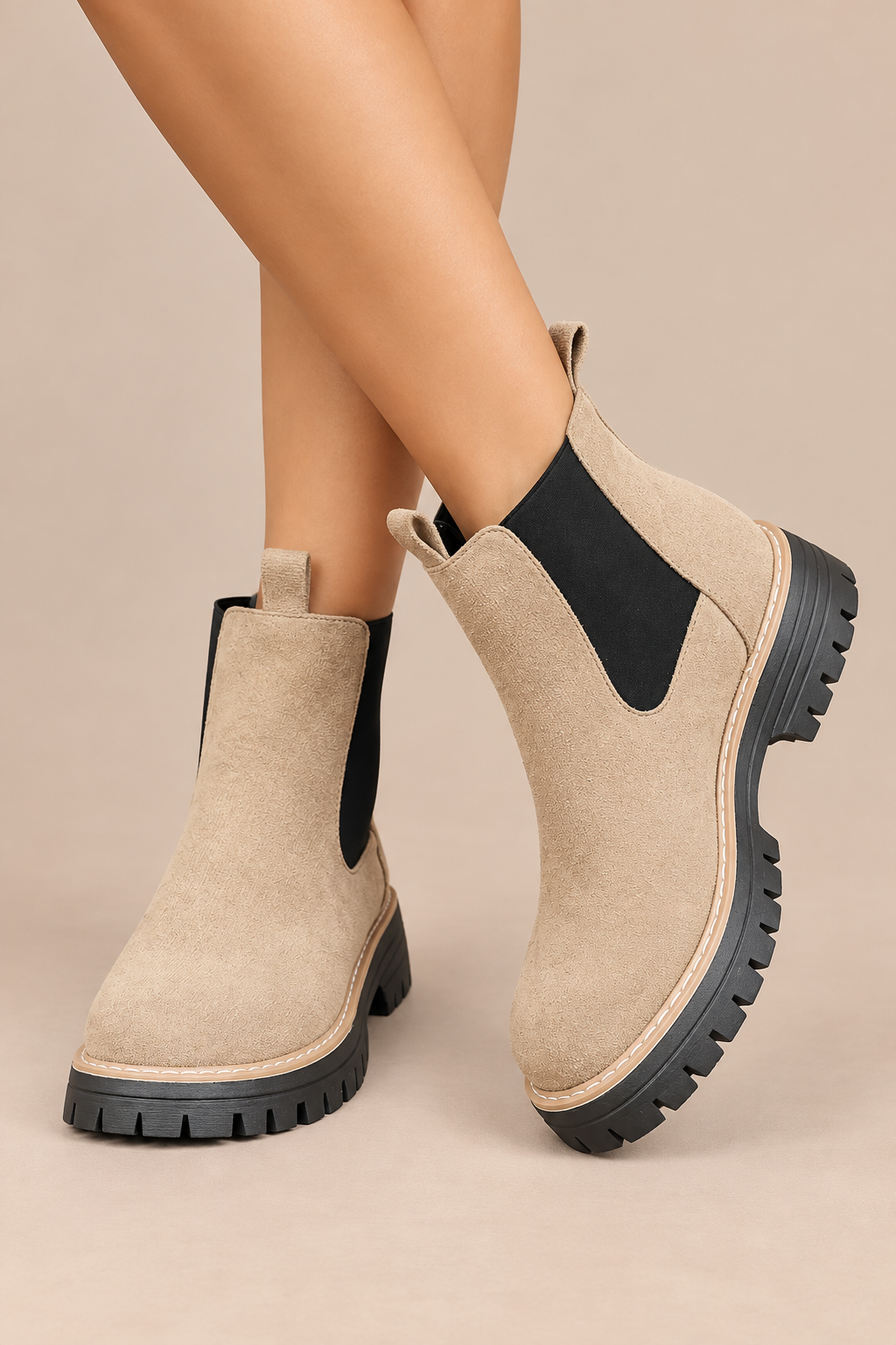 Lurevia | Chelsea Boots Damen mit Profilsohle
