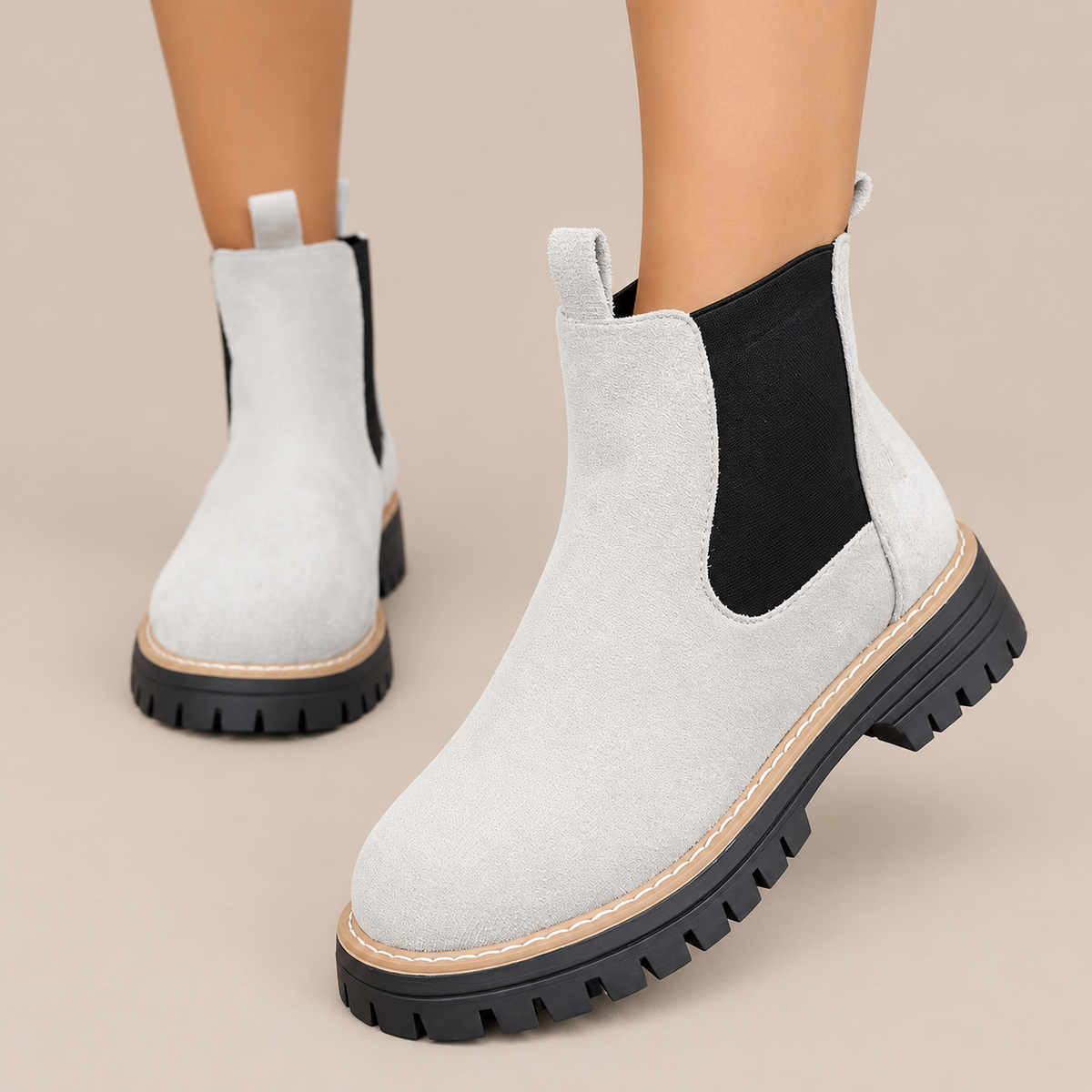 Lurevia | Chelsea Boots Damen mit Profilsohle