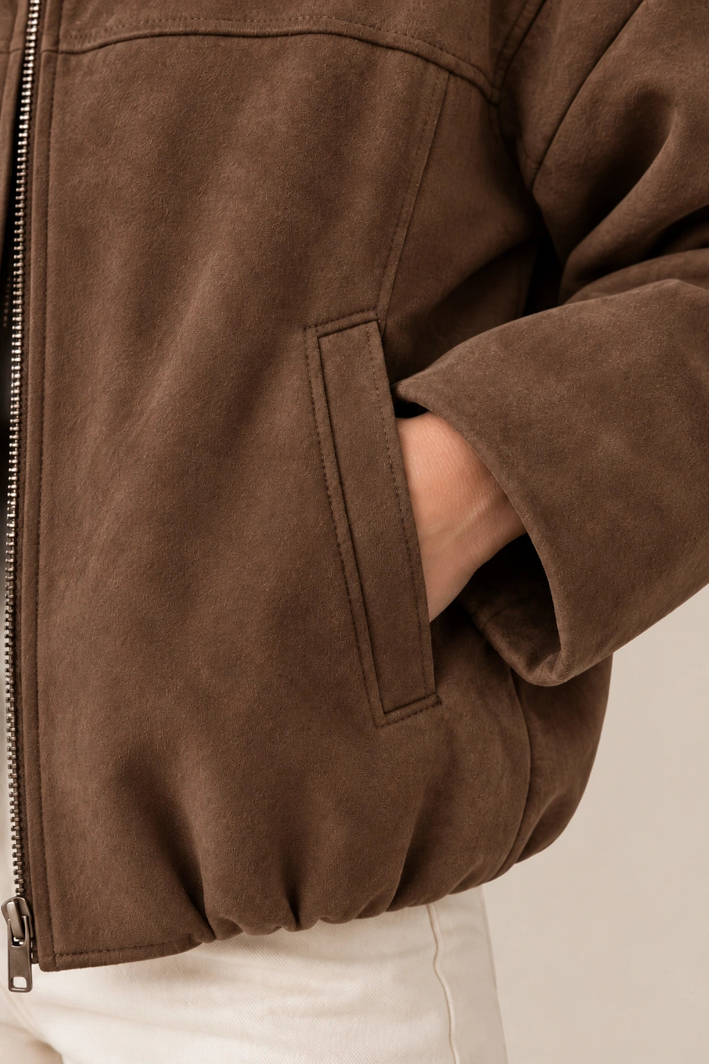 Maelina | Oversize-Bomberjacke für zierliche Damen in Kaffeebraun