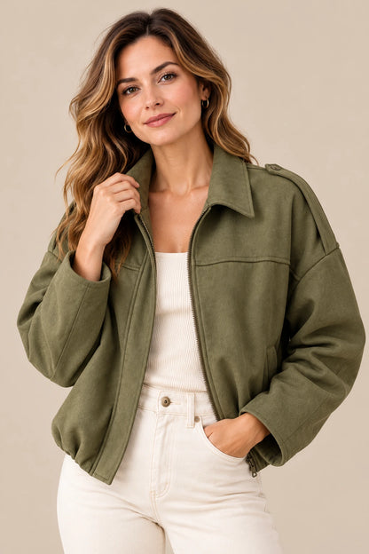 Maelina | Oversize-Bomberjacke für zierliche Damen in Kaffeebraun
