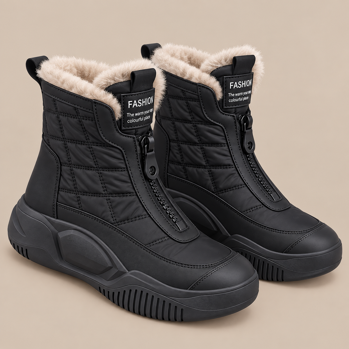 Margun | Winterstiefel Damen mit Steppdesign und Frontreissverschluss