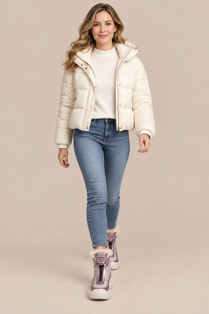 Margun | Winterstiefel Damen mit Steppdesign und Frontreissverschluss