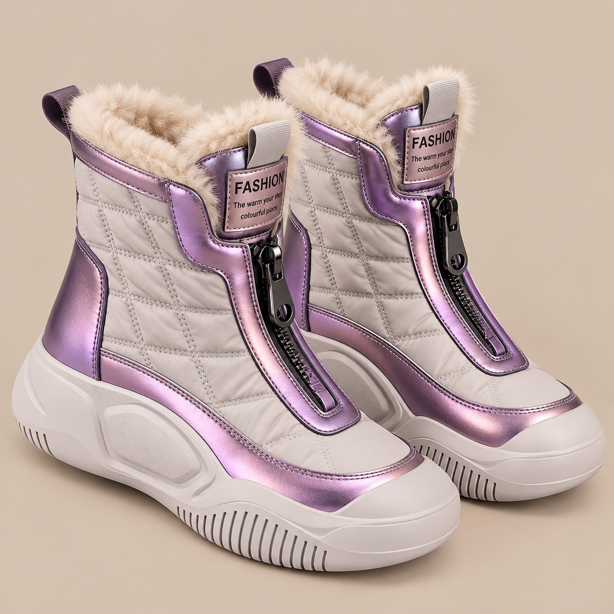 Margun | Winterstiefel Damen mit Steppdesign und Frontreissverschluss