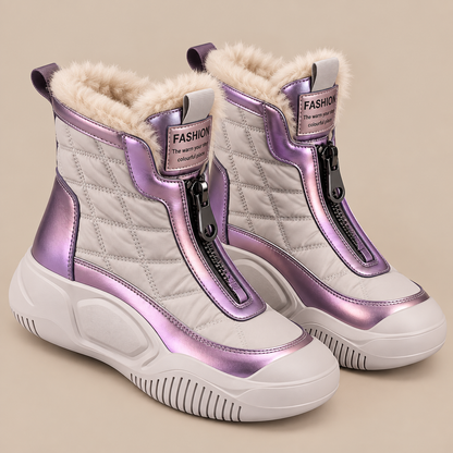 Margun | Winterstiefel Damen mit Steppdesign und Frontreissverschluss