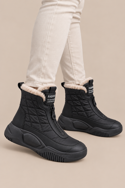 Margun | Winterstiefel Damen mit Steppdesign und Frontreissverschluss