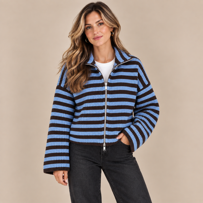 Maribel | Cardigan mit Streifen und hohem Kragen