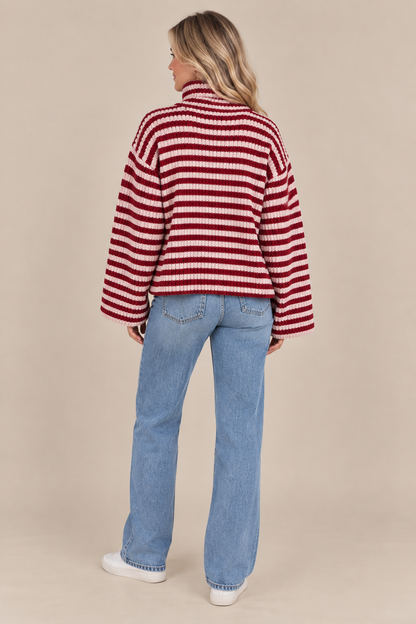 Maribel | Cardigan mit Streifen und hohem Kragen