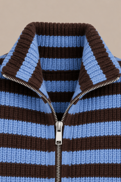 Maribel | Cardigan mit Streifen und hohem Kragen
