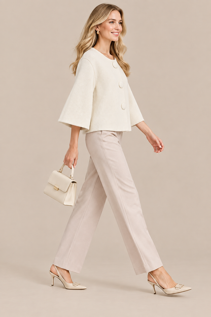Mariella | Cardigan Damen Kurzarm mit grossen Knöpfen