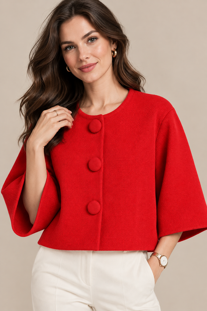 Mariella | Cardigan Damen Kurzarm mit grossen Knöpfen