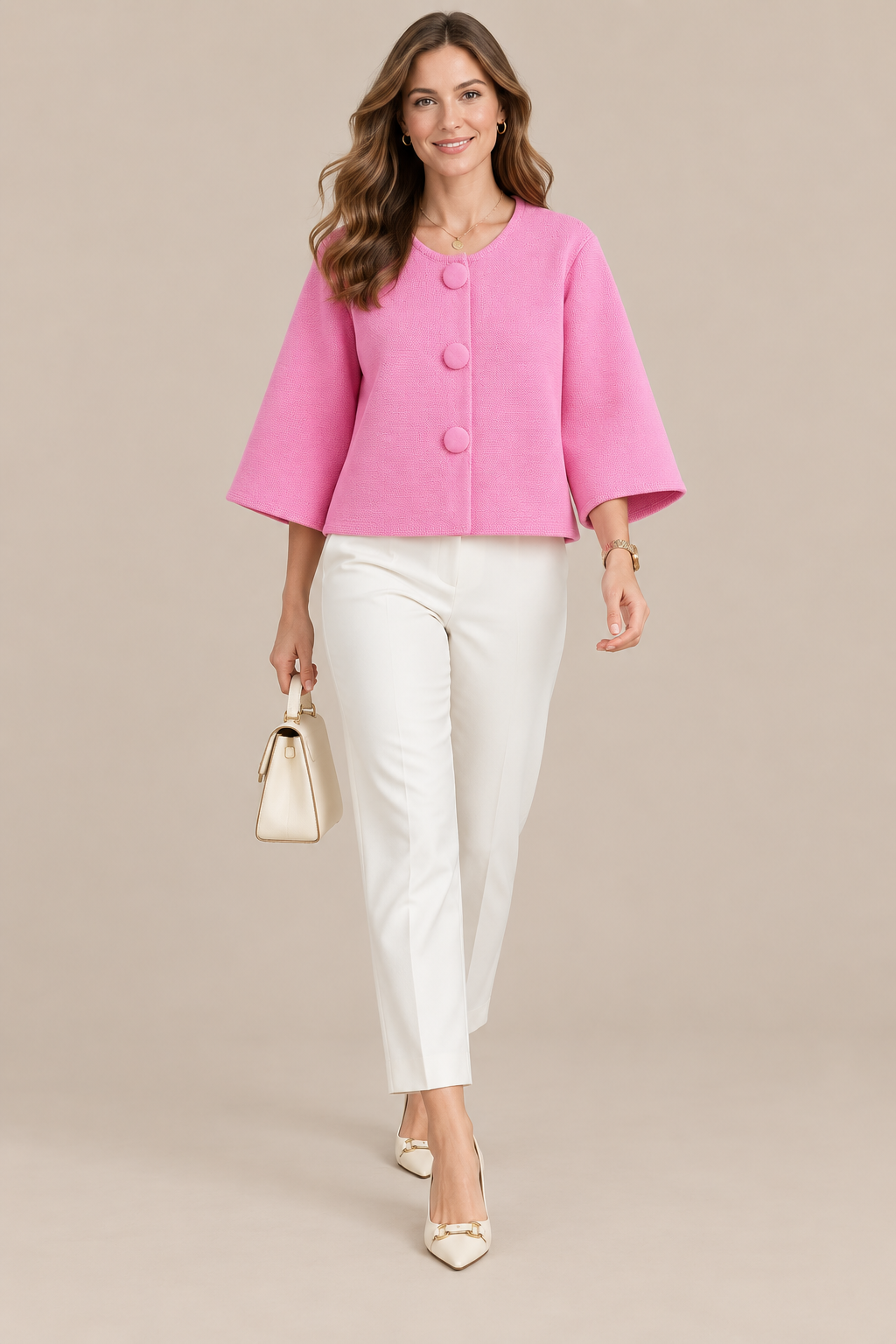 Mariella | Cardigan Damen Kurzarm mit grossen Knöpfen
