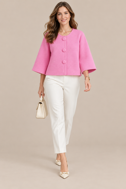 Mariella | Cardigan Damen Kurzarm mit grossen Knöpfen