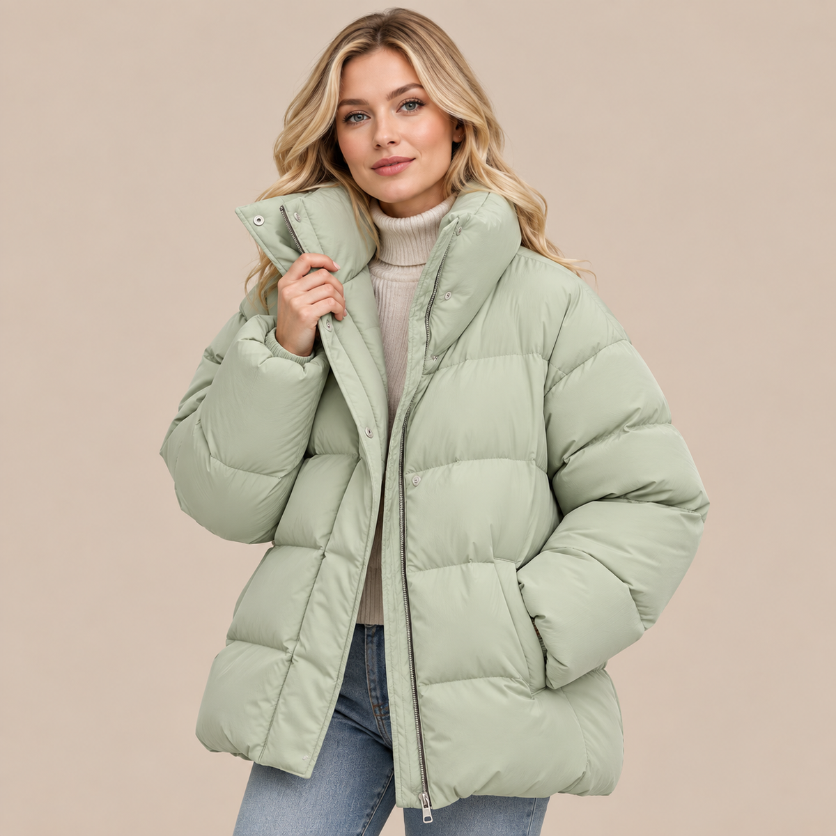 Marisse | Steppjacke Damen mit hohem Stehkragen und lockerer Passform