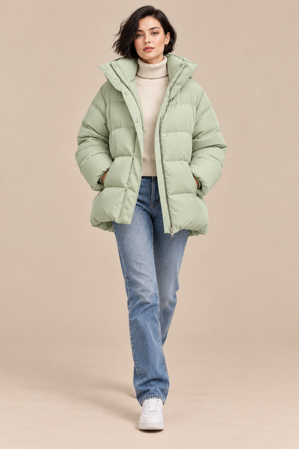 Marisse | Steppjacke Damen mit hohem Stehkragen und lockerer Passform