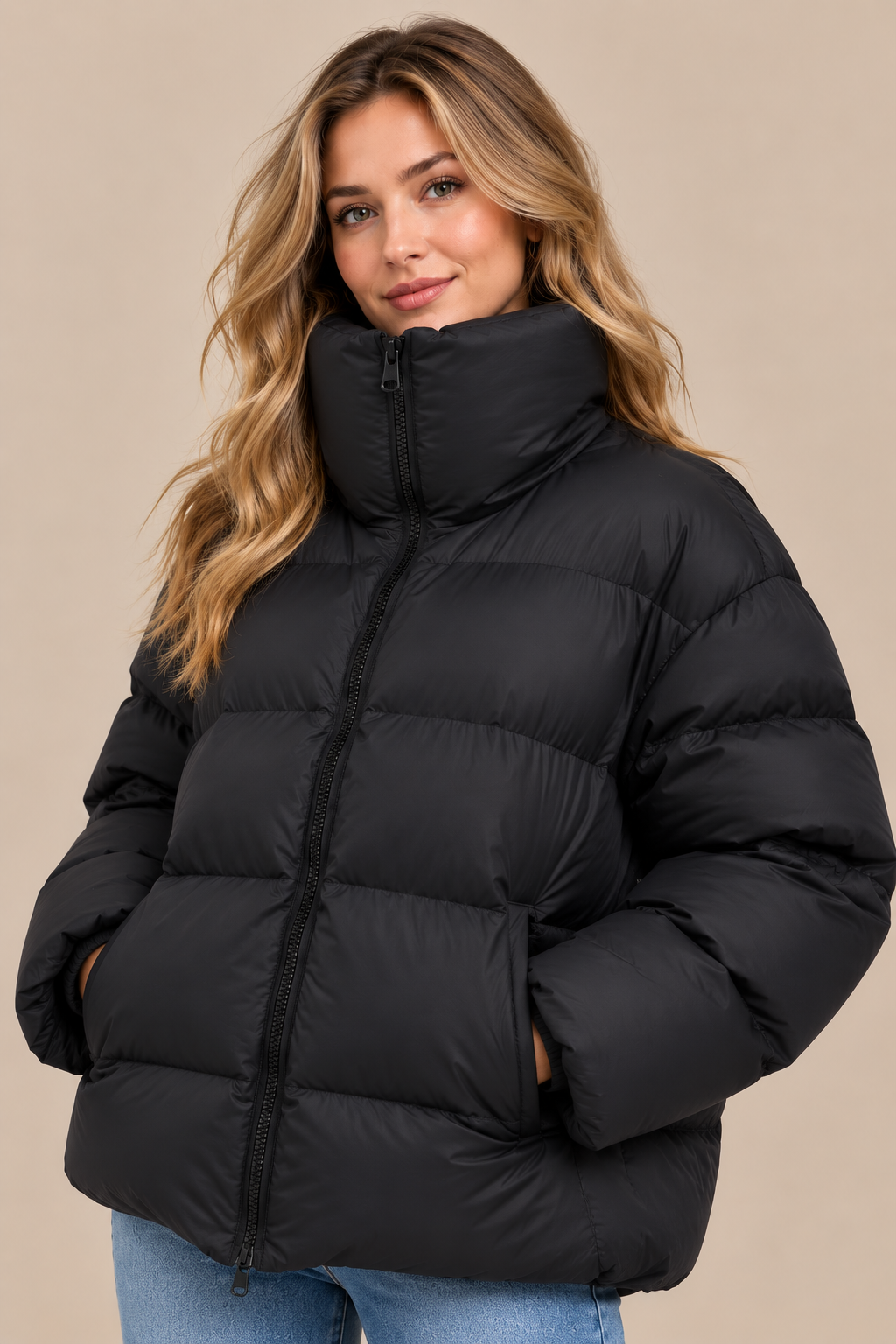 Marisse | Steppjacke Damen mit hohem Stehkragen und lockerer Passform
