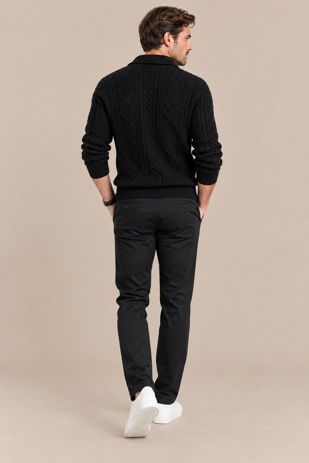 Markus | Cardigan Herren mit Zopfmuster und Reissverschluss