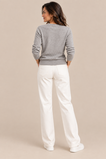 Marvena | Strickweste Damen mit Knopfleiste und Rundhalsausschnitt