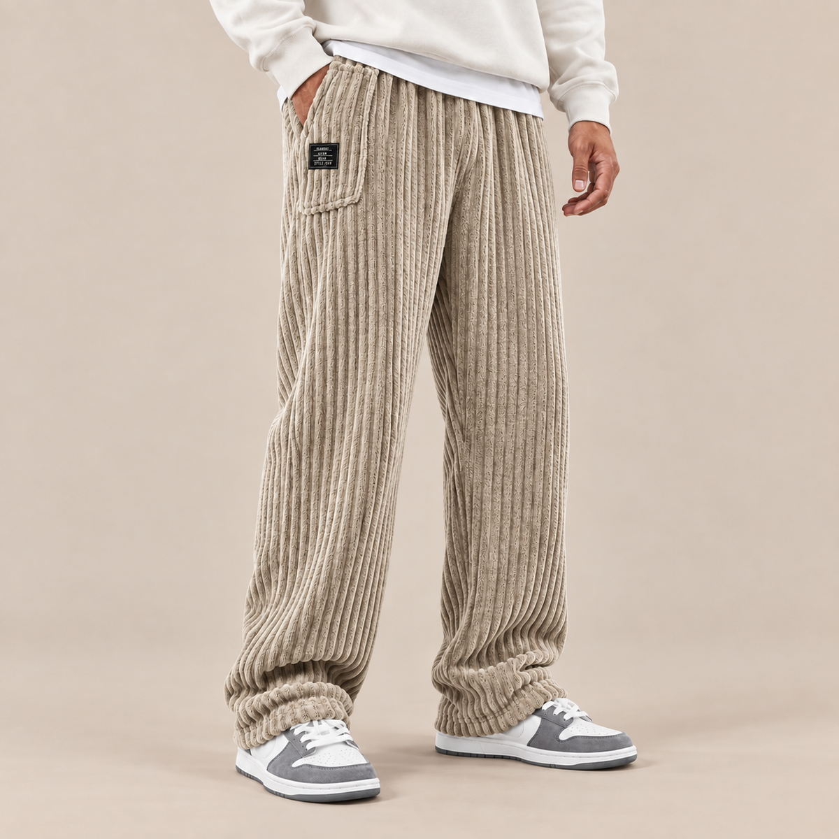Mavero | Cordhose Herren mit weitem Bein und breiter Corduroy-Struktur