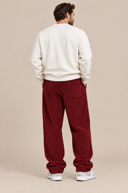 Mavero | Cordhose Herren mit weitem Bein und breiter Corduroy-Struktur