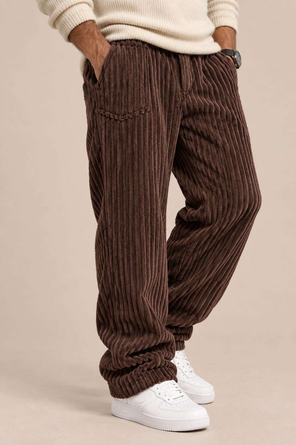 Mavero | Cordhose Herren mit weitem Bein und breiter Corduroy-Struktur