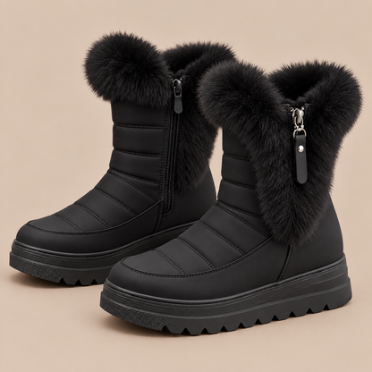 Mhaine | Winterstiefel Damen mit Fellbesatz und Keilsohle