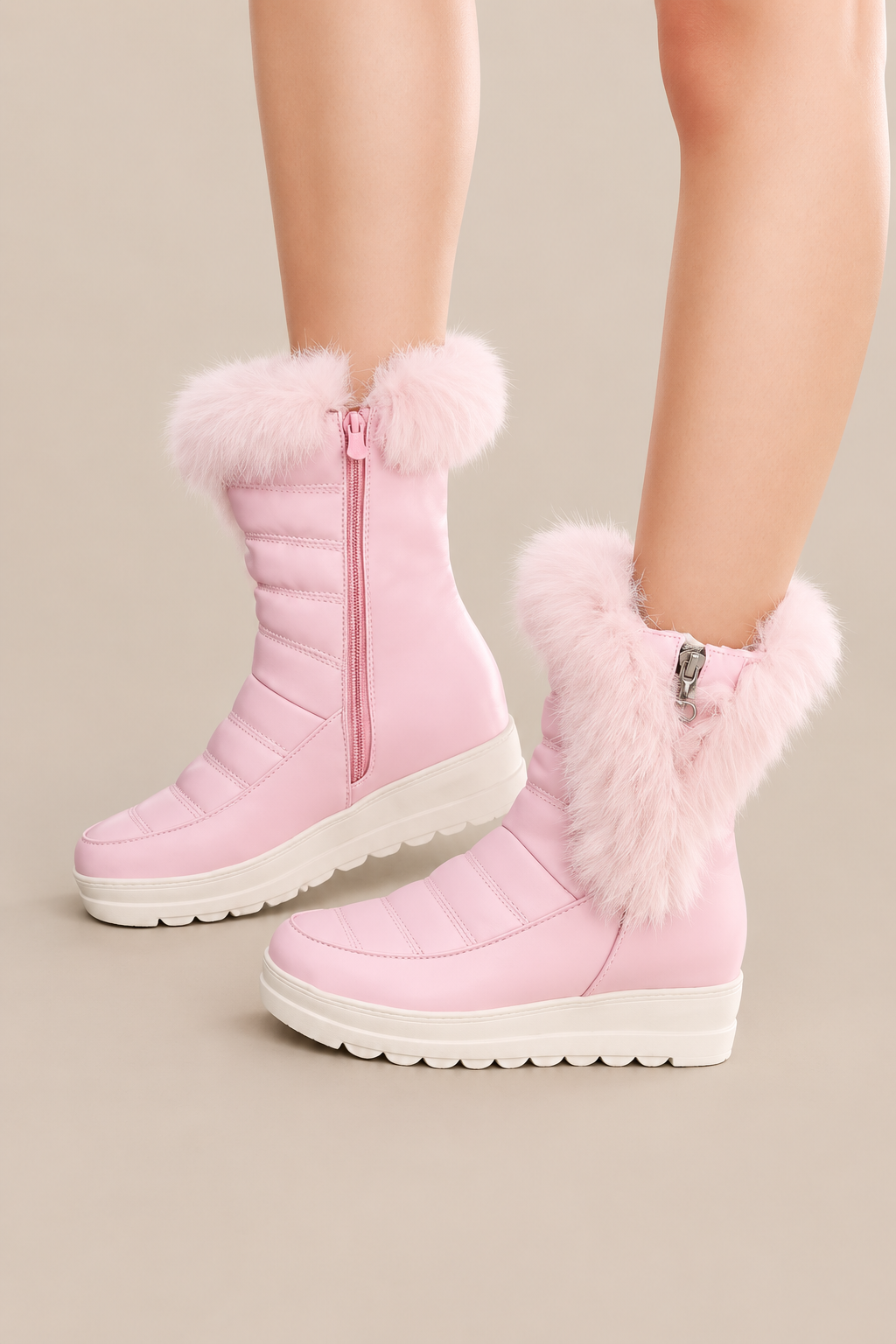 Mhaine | Winterstiefel Damen mit Fellbesatz und Keilsohle