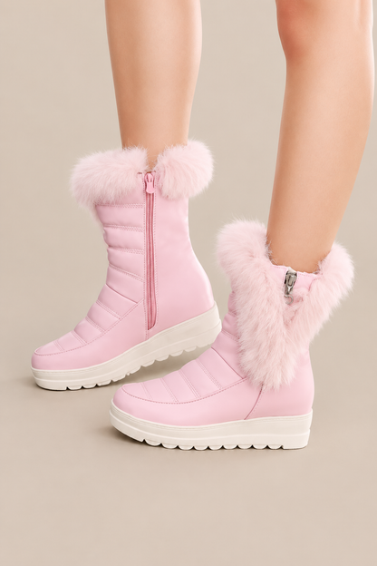 Mhaine | Winterstiefel Damen mit Fellbesatz und Keilsohle