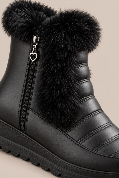 Mhaine | Winterstiefel Damen mit Fellbesatz und Keilsohle