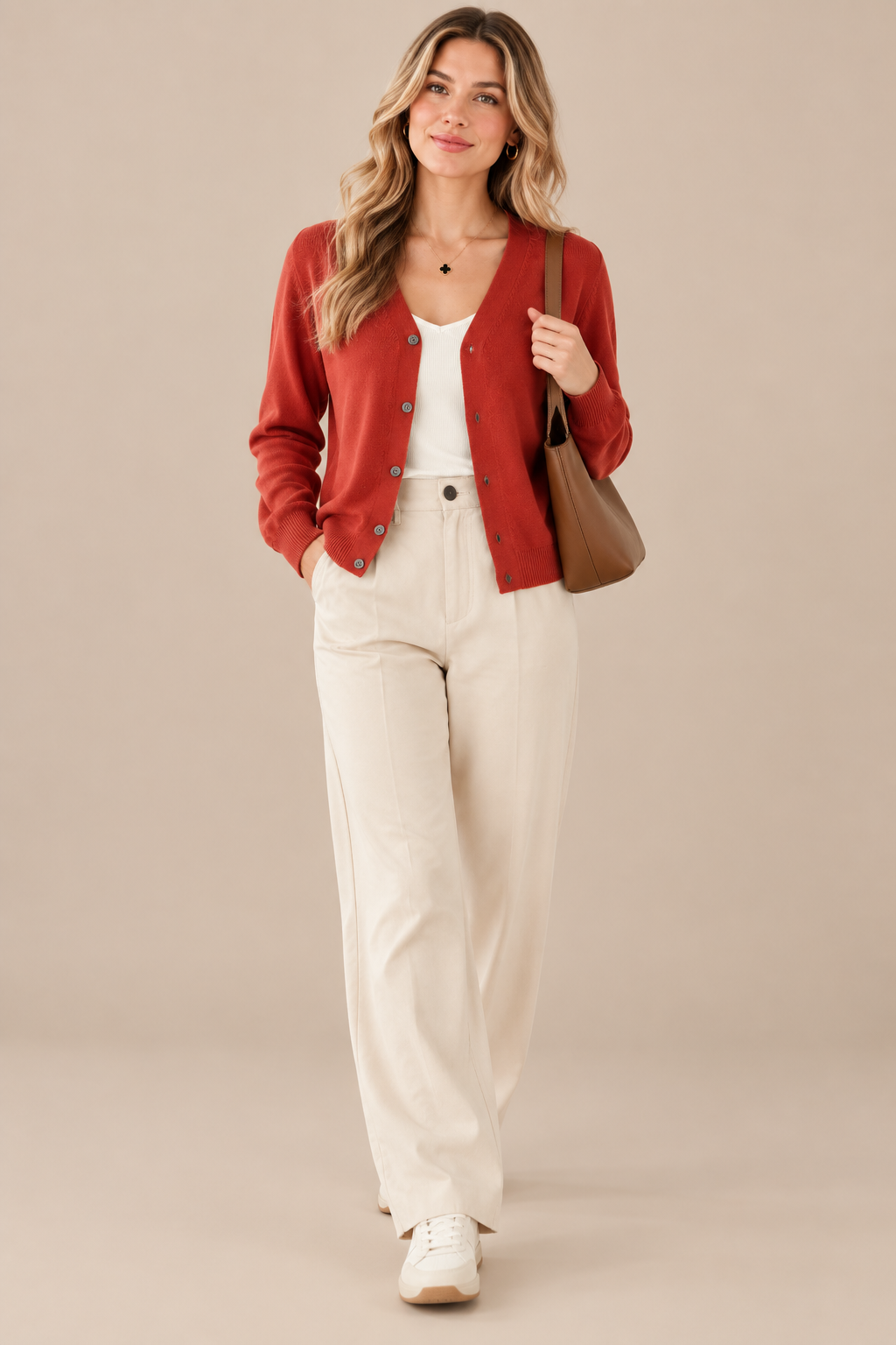 Mirella | Cardigan Damen mit V-Ausschnitt und Knöpfen