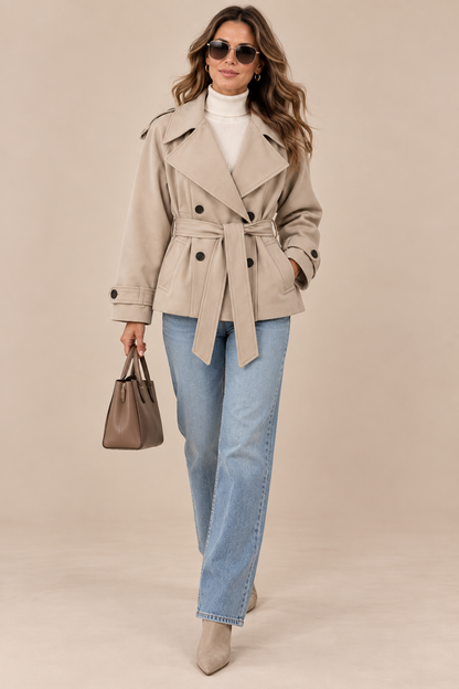 Mirevane | Trenchcoat mit kurzem Schnitt und Taillengürtel