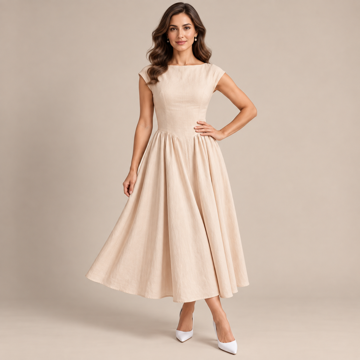 Mivana | Festliches Midikleid Mit Faltenrock
