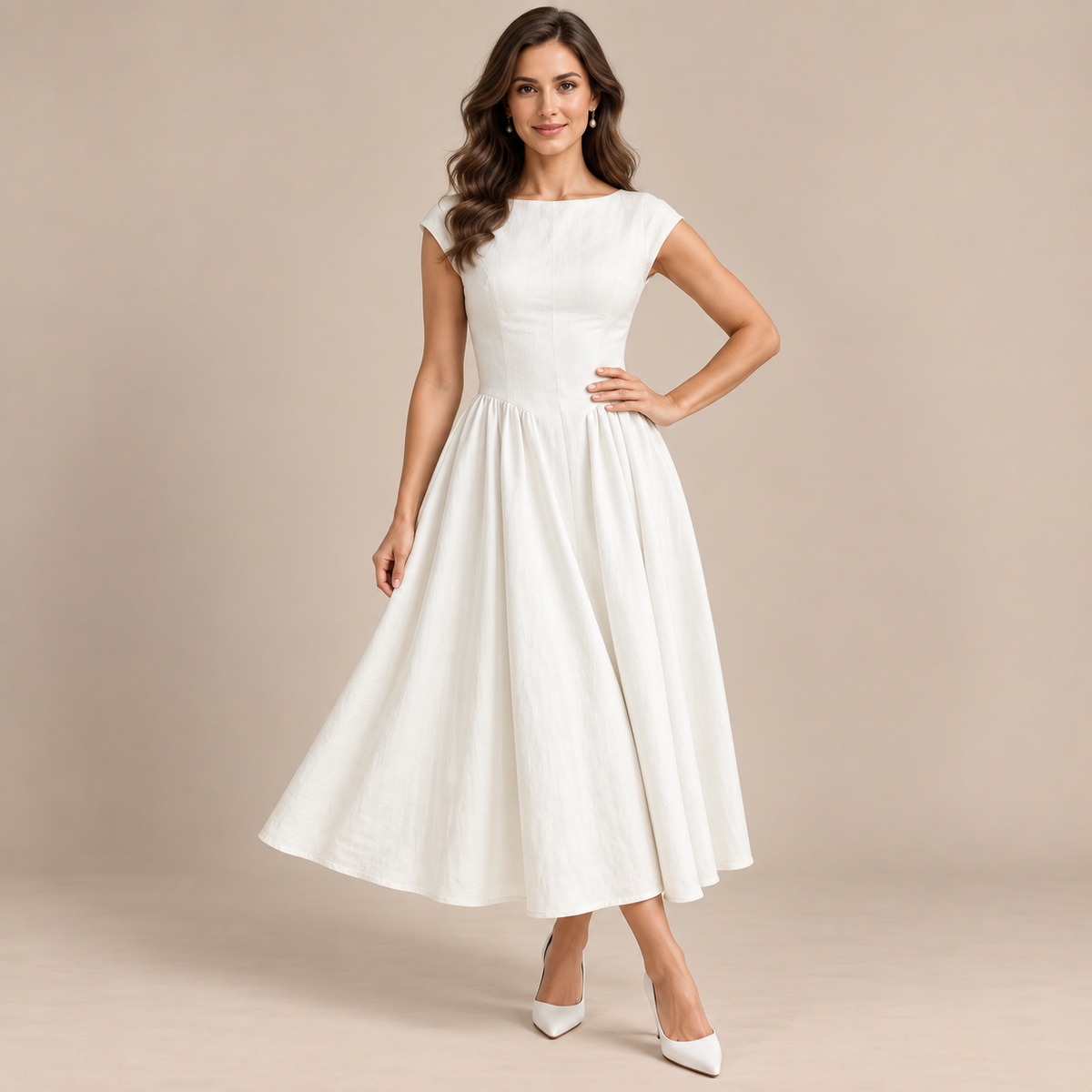 Mivana | Festliches Midikleid Mit Faltenrock