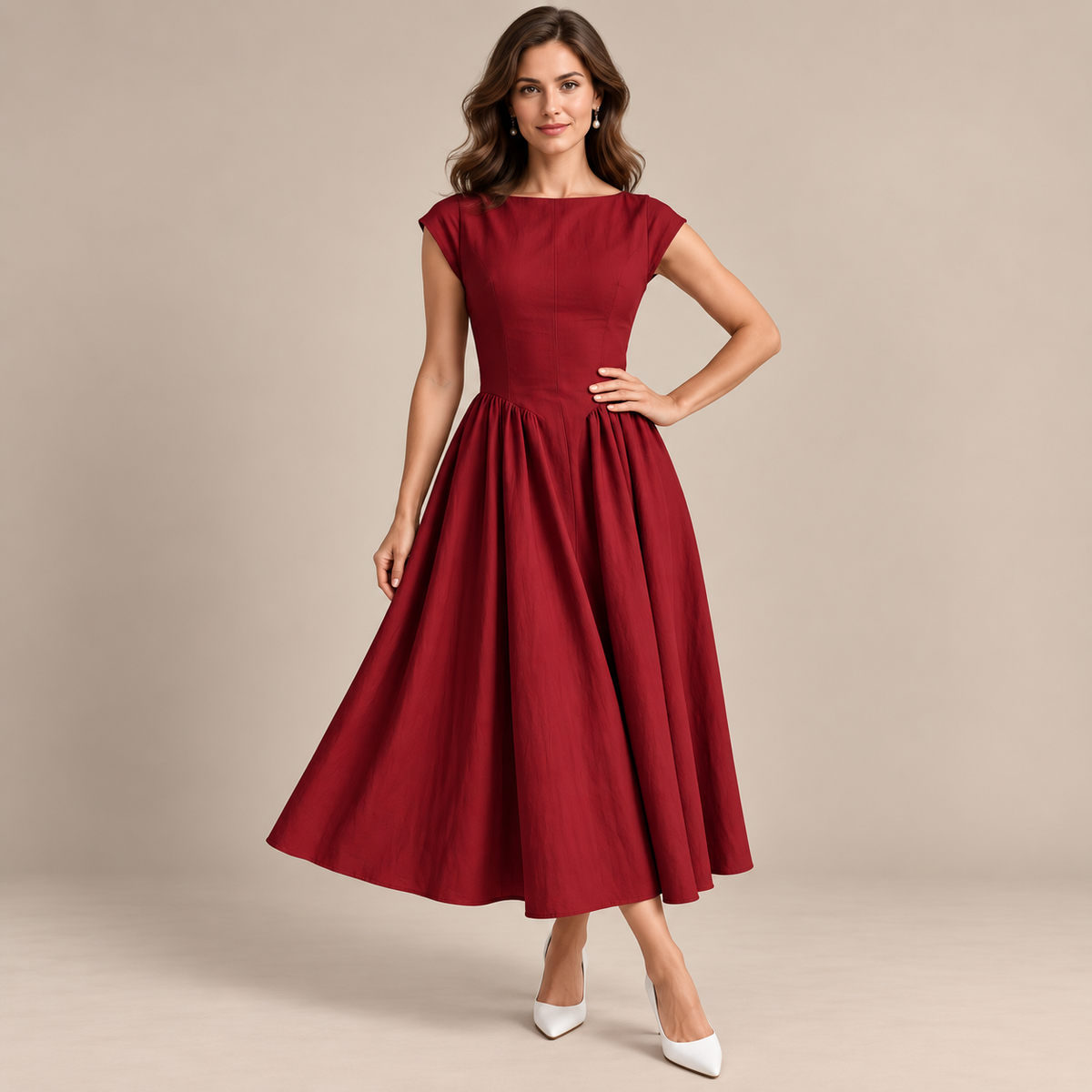 Mivana | Festliches Midikleid Mit Faltenrock