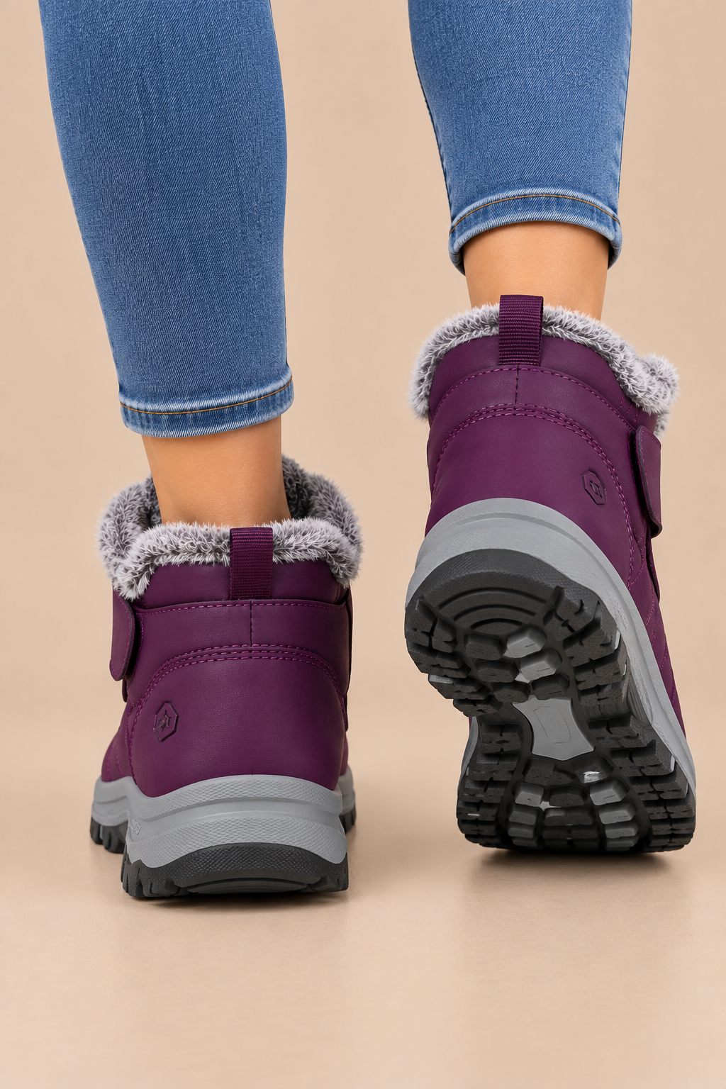 Monica | Winterstiefel Damen mit Klettverschluss und warmem Futter