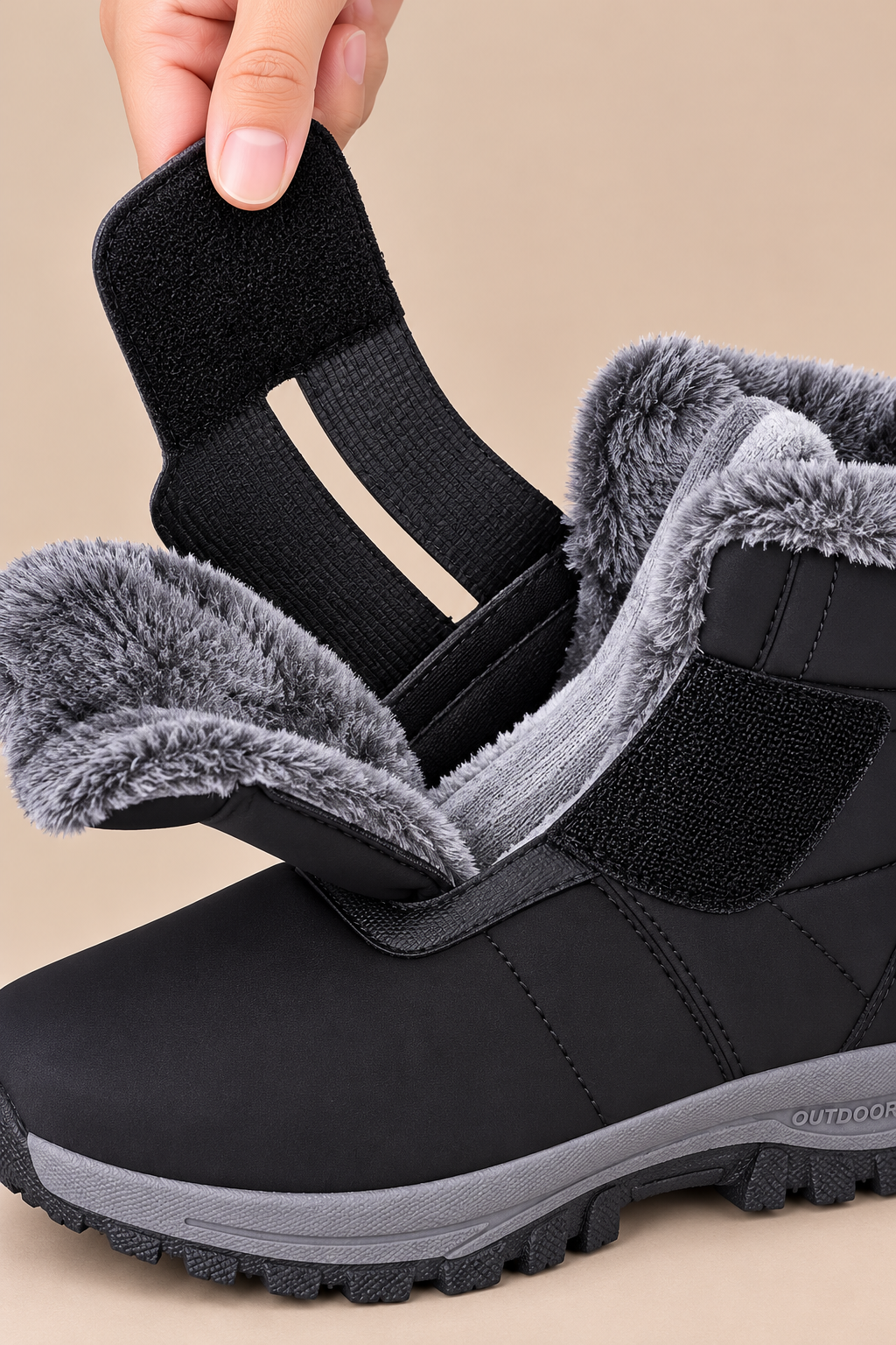 Monica | Winterstiefel Damen mit Klettverschluss und warmem Futter