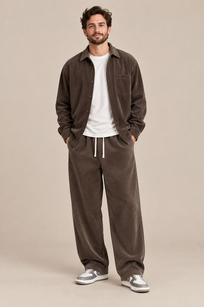 Nicolas| Cordhose Herren mit weitem Bein und Corduroy-Struktur