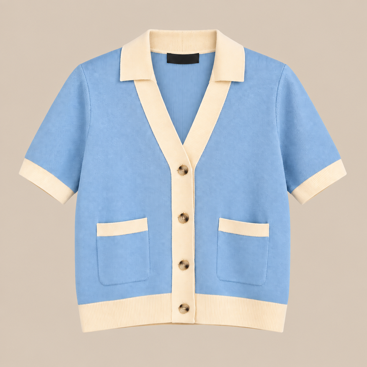 Noelle | Cardigan Damen Kurzarm mit Kontrastkragen
