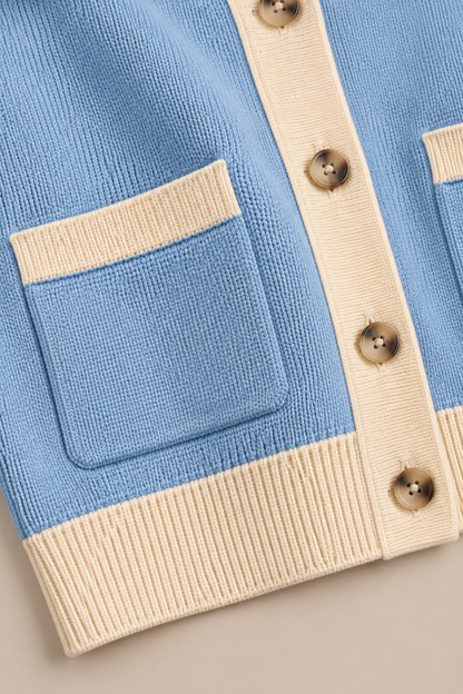 Noelle | Cardigan Damen Kurzarm mit Kontrastkragen