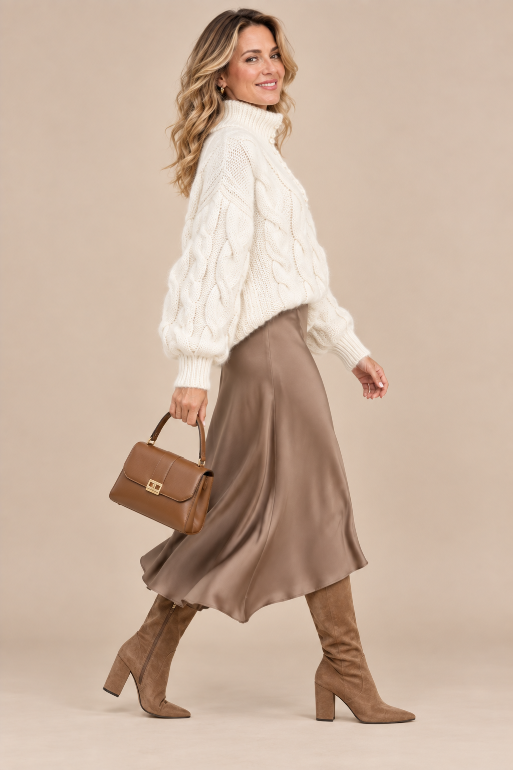 Norevia | Rollkragenpullover mit Zopfmuster und Knopfdetails
