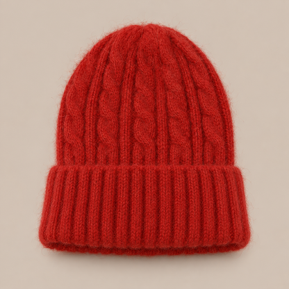 Odelisse | Wintermütze mit Zopfmuster und Umschlag