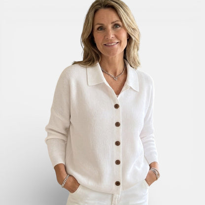 Rosalie | Strickbluse mit Polokragen und Knopfleiste