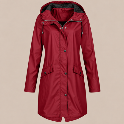 Orlienne | Lange Regenjacke mit Kapuze