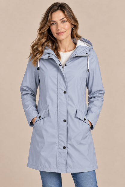Orlienne | Lange Regenjacke mit Kapuze