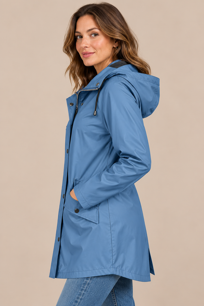 Orlienne | Lange Regenjacke mit Kapuze
