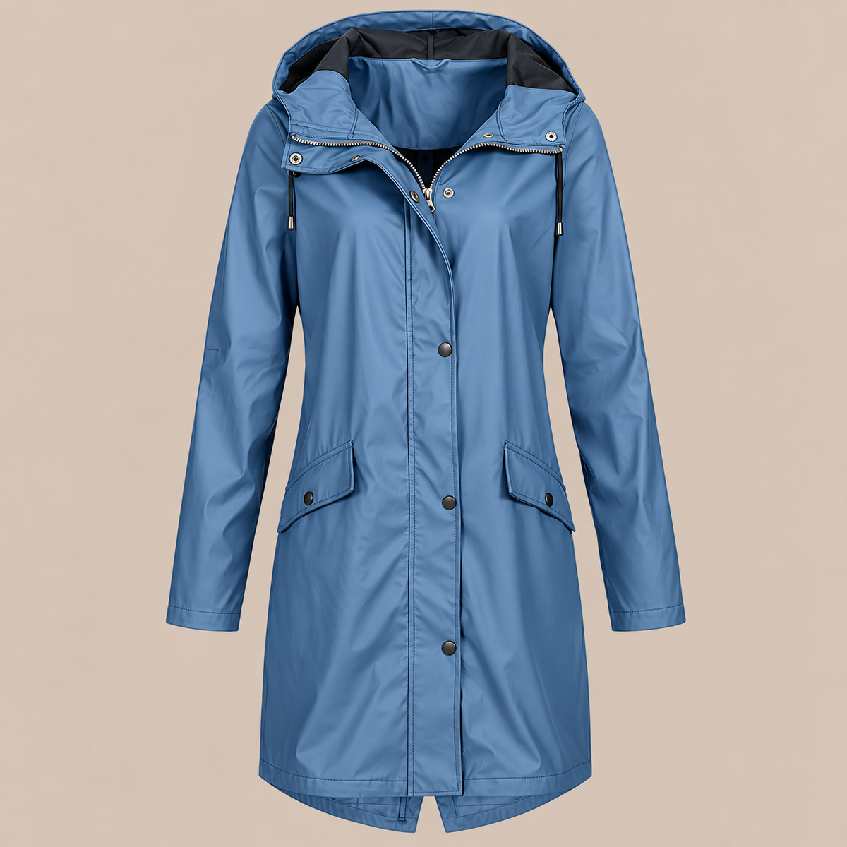 Orlienne | Lange Regenjacke mit Kapuze