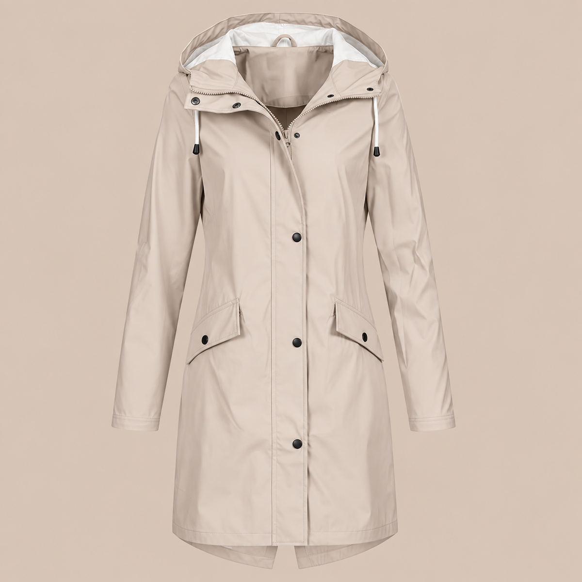 Orlienne | Lange Regenjacke mit Kapuze