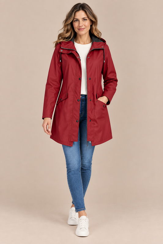 Orlienne | Lange Regenjacke mit Kapuze