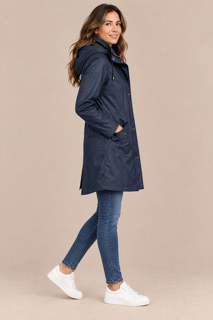 Orlienne | Lange Regenjacke mit Kapuze