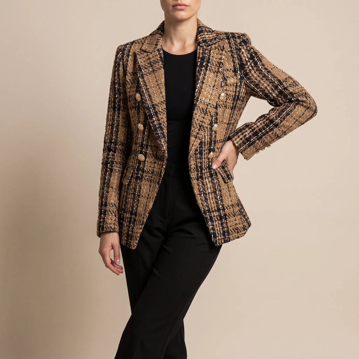 PlaidGlow | Karierter Damenblazer Mit Reverskragen